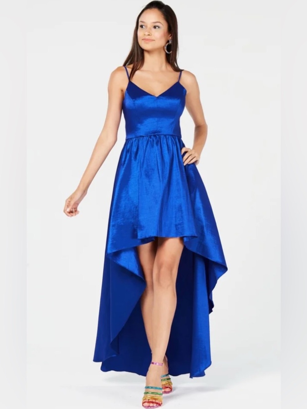 B. Darlin Royal Blue High Low Satin Dress